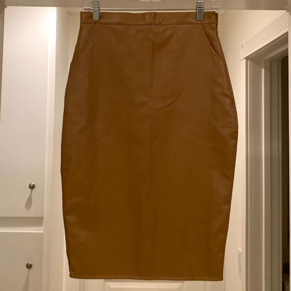MISSGUIDED Leather Midi Skirt